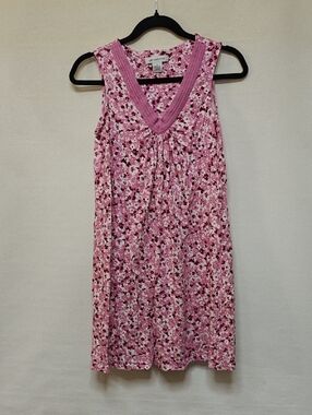 Liz Claiborne Pink Floral V-Neck Sleeveless Dress,  Nightgown or Cover-up, Small